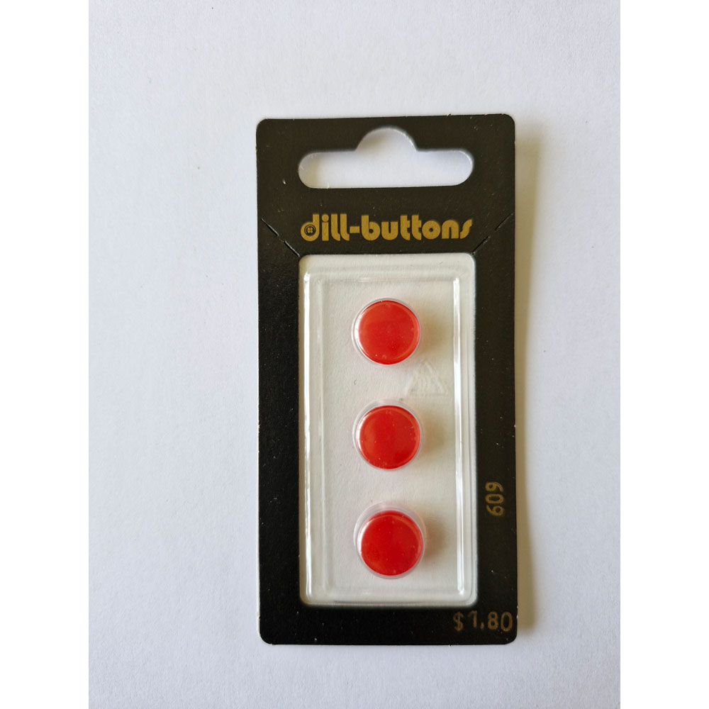 Button - 0609 - 11 mm - Red - by Dill Buttons of America