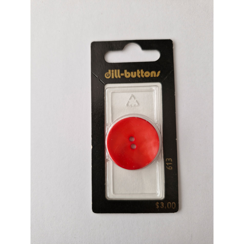 Button - 0613 - 28mm - Red - by Dill Buttons of America