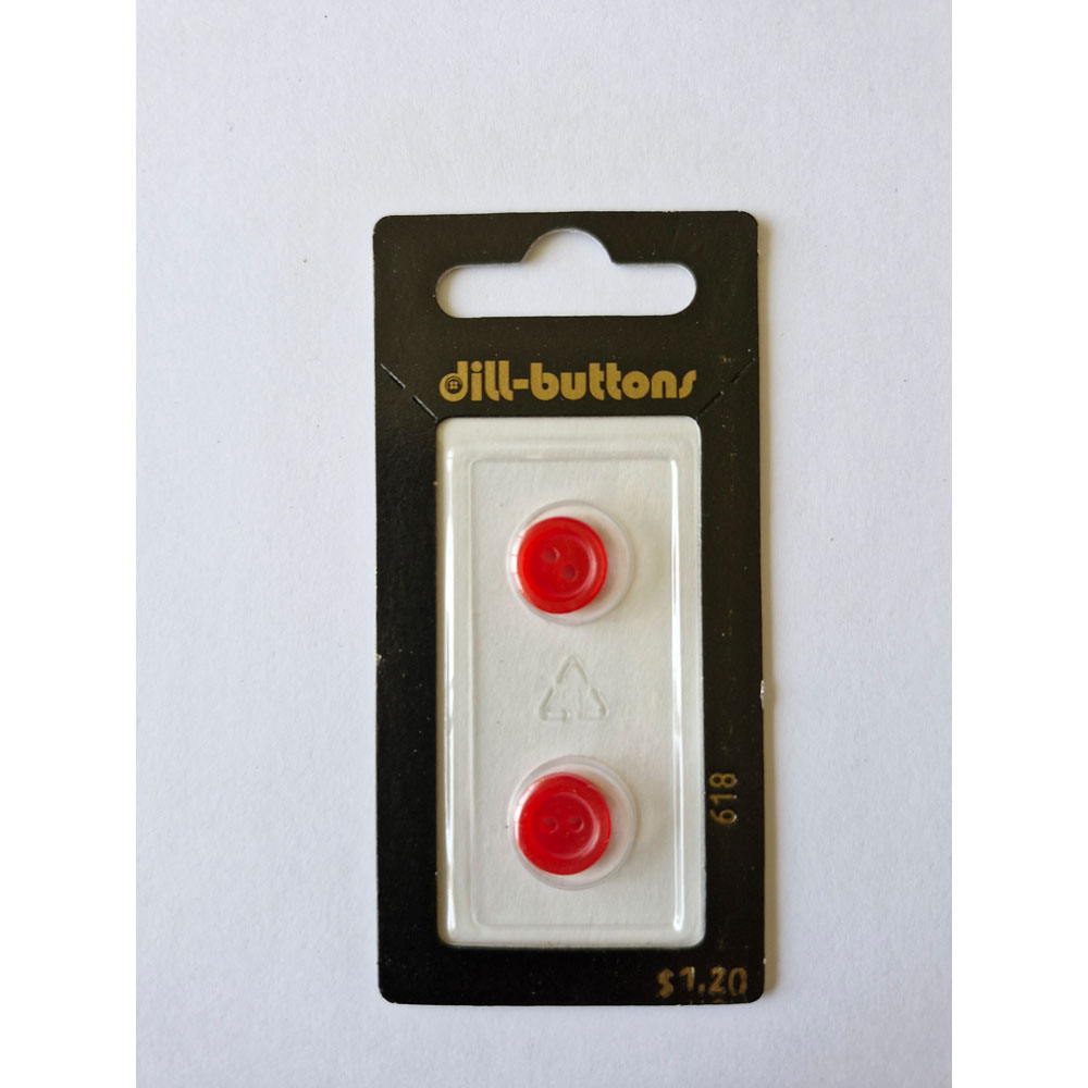 Button - 0618 - 11 mm - Red - by Dill Buttons of America