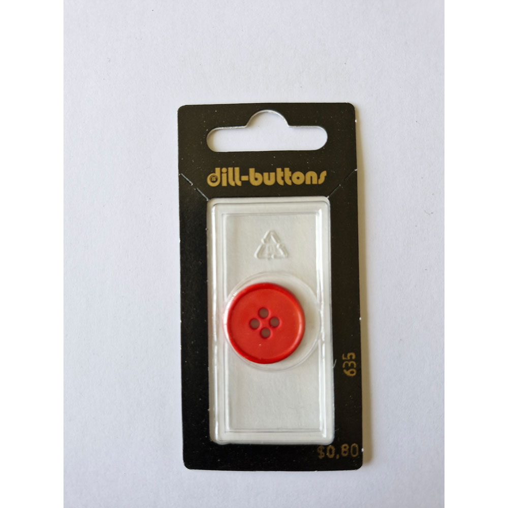 Button - 0635 - 20mm - Red - by Dill Buttons of America