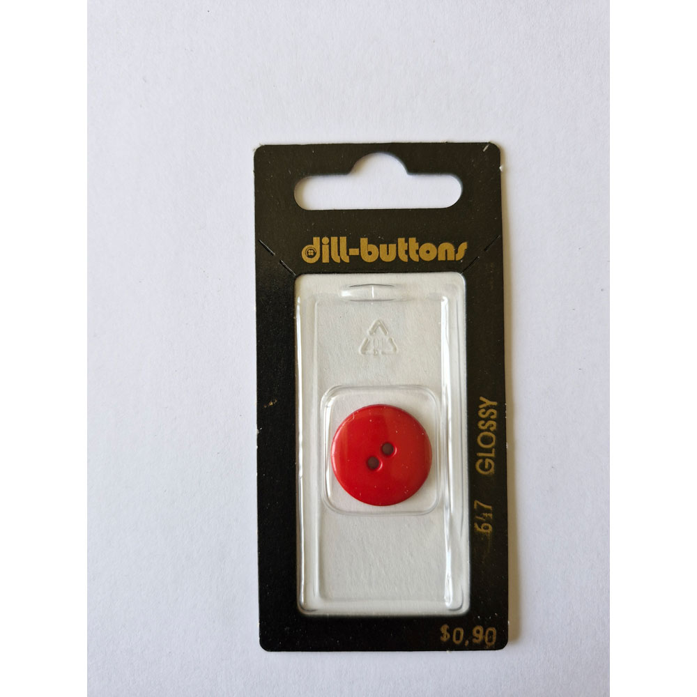 Button - 0647 - 18 mm - Red - Glossy - by Dill Buttons of America