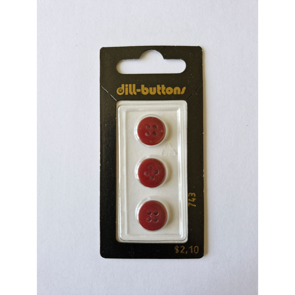 Button - 0743 - 13 mm - Maroon - by Dill Buttons of America