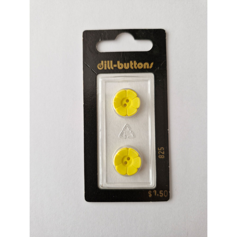 Button - 0825 - 15 mm - Yellow - by Dill Buttons of America