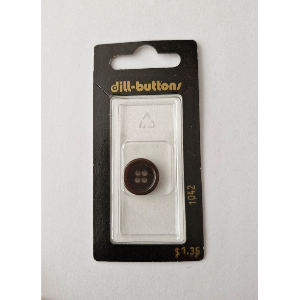 Button - 1042 - 15 mm - Dark Brown - by Dill Buttons of America