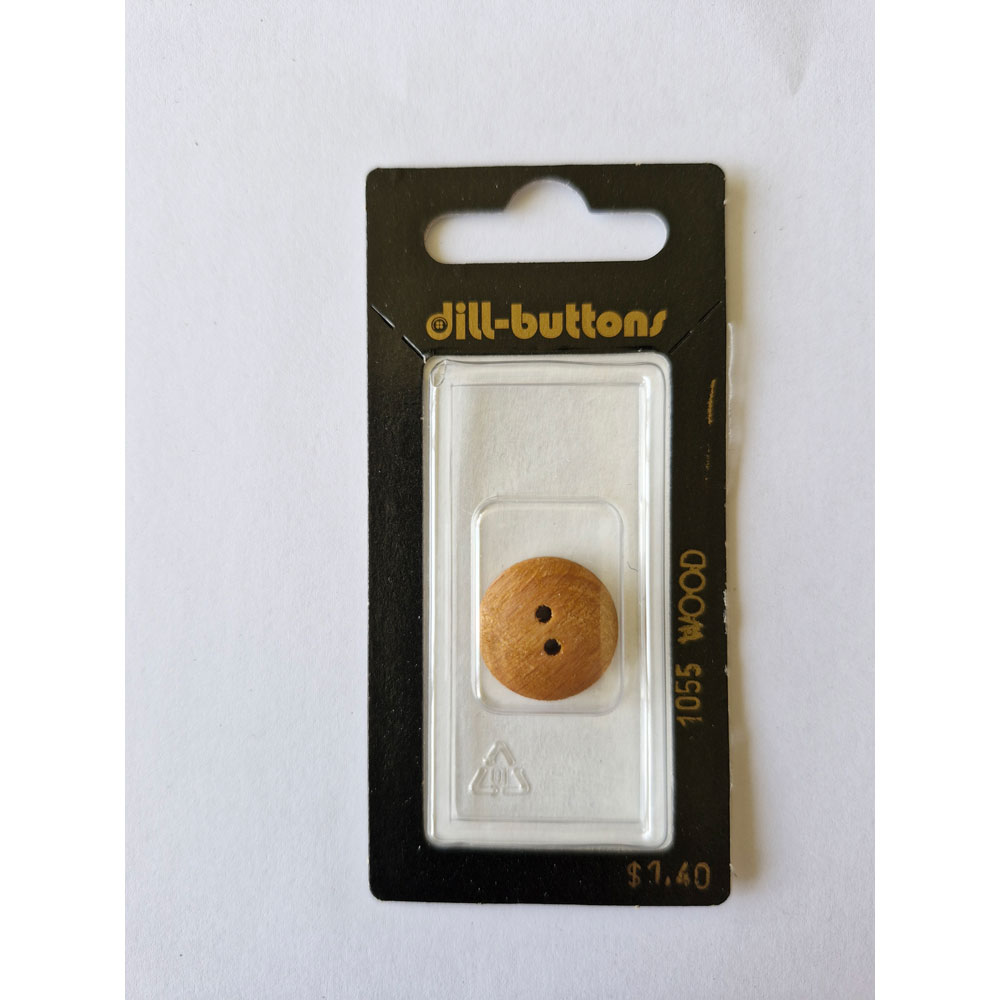 Button - 1055 - 18 mm - Light Brown - Wood - by Dill Buttons of America