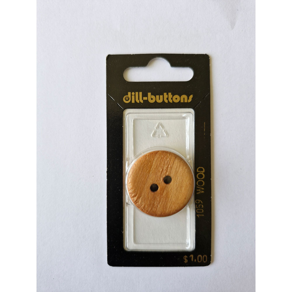 Button - 1059 - 28 mm - Light Brown - Wood - by Dill Buttons of America