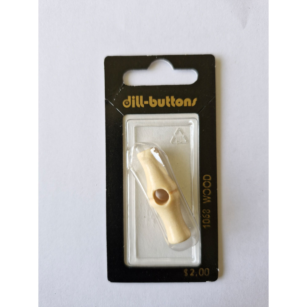Button - 1068 - 36 mm - Light Brown - Toggle - Wood - by Dill Buttons of America