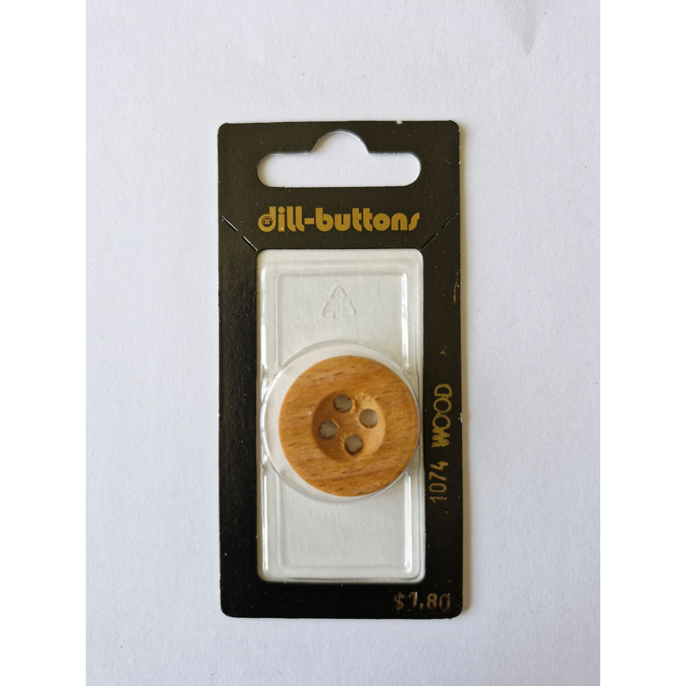 Button - 1074 - 25 mm - Light Brown - Wood - by Dill Buttons of America