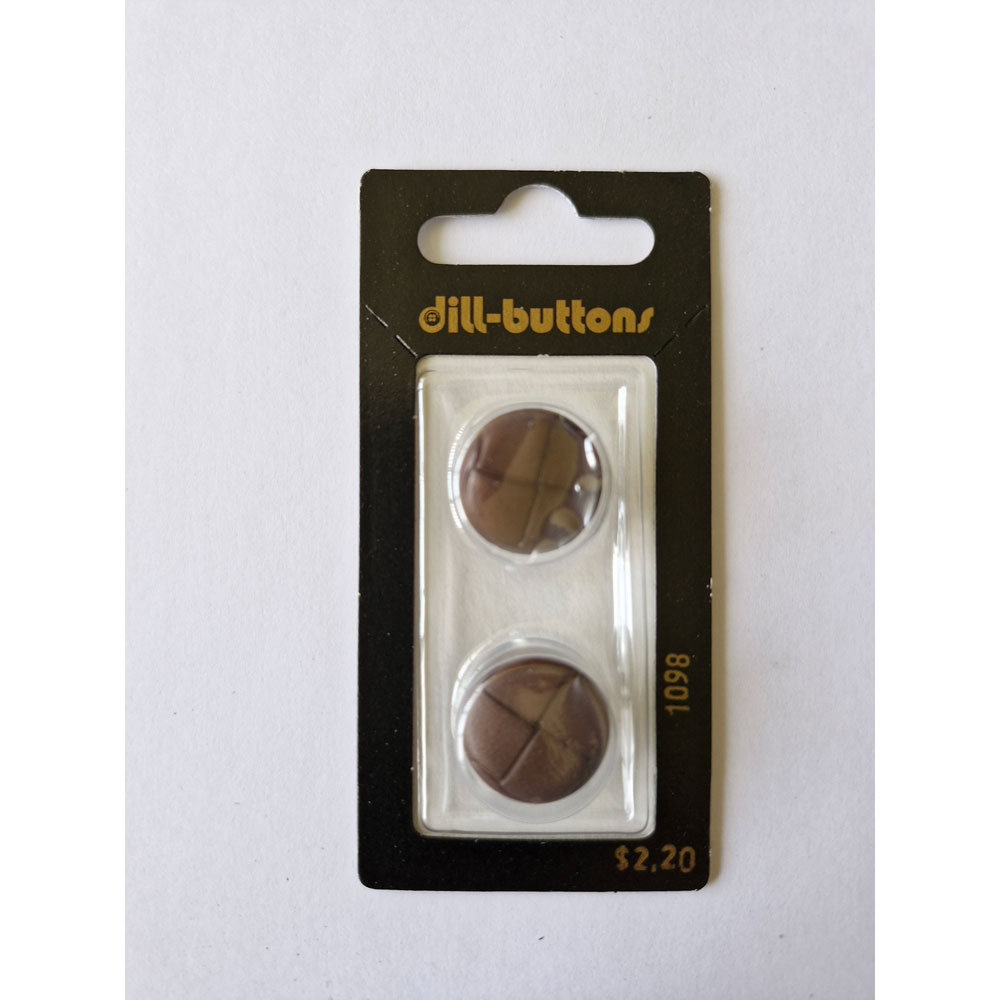 Button - 1098 - 18 mm - Dark Brown - Genuine Leather - by Dill Buttons of America
