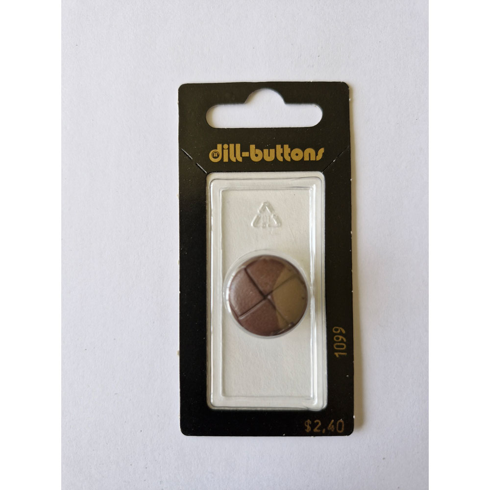 Button - 1099 - 20 mm - Dark Brown - Genuine Leather - by Dill Buttons of America