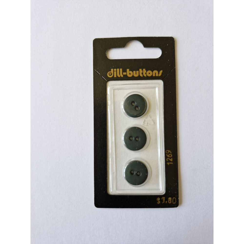 Button - 1269 - 13 mm - Dark Green - Matt - by Dill Buttons of America