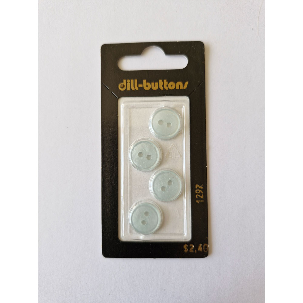 Button - 1297 - 13 mm - Light Blue - Clear - by Dill Buttons of America