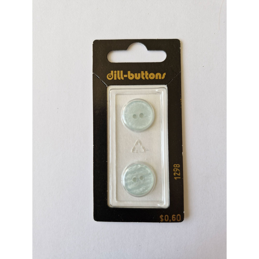 Button - 1298 - 15 mm - Light Blue - Clear - by Dill Buttons of America