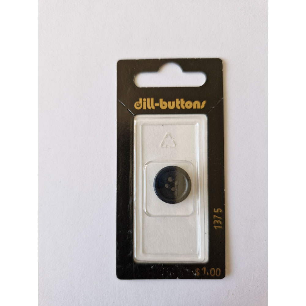 Button - 1375 - 15 mm - Bluish Black - by Dill Buttons of America