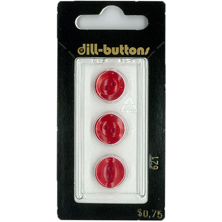 Button - 0621 - 13 mm - Red - by Dill Buttons of America