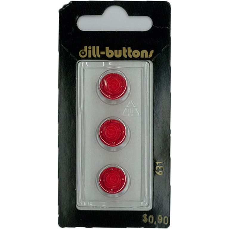 Button - 0631 - 11 mm - Red - by Dill Buttons of America