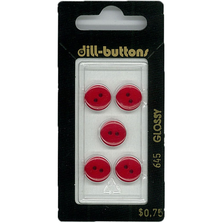 Button - 0645 - 11 mm - Red - by Dill Buttons of America