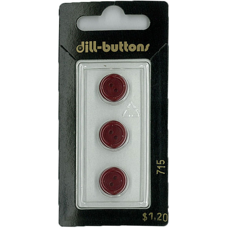 Button - 0715 - 11 mm - Red - by Dill Buttons of America