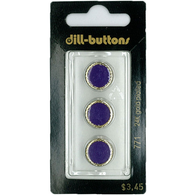 Button - 0771 - 13 mm - Purple with gold - 24K gold plated - by Dill Buttons of America