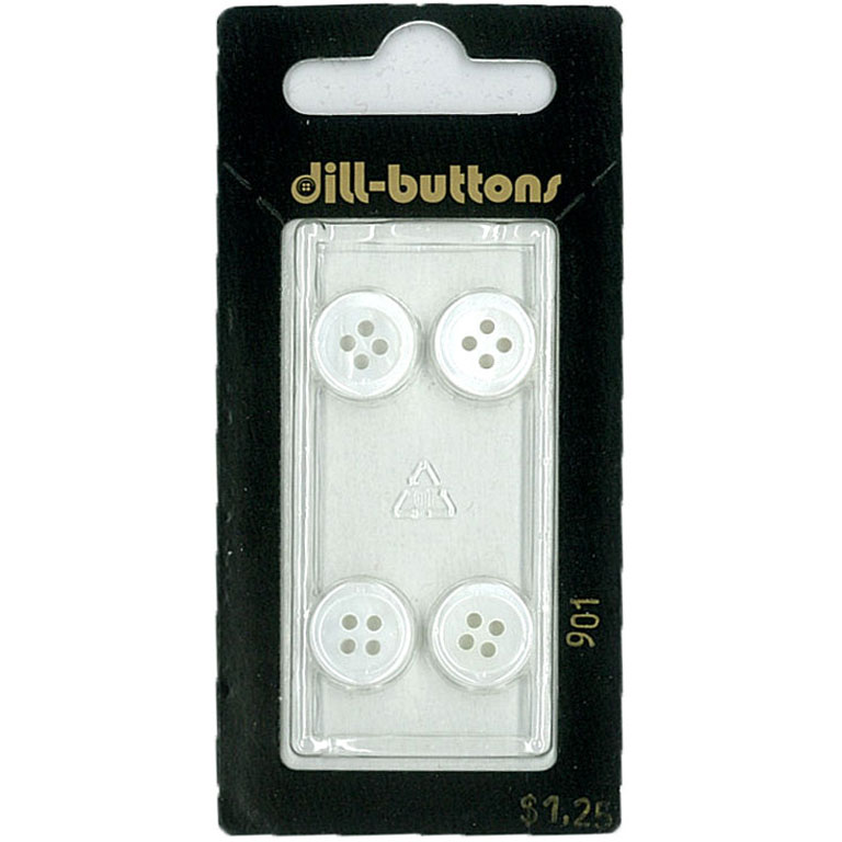 Button - 0901 - 11 mm - White - by Dill Buttons of America
