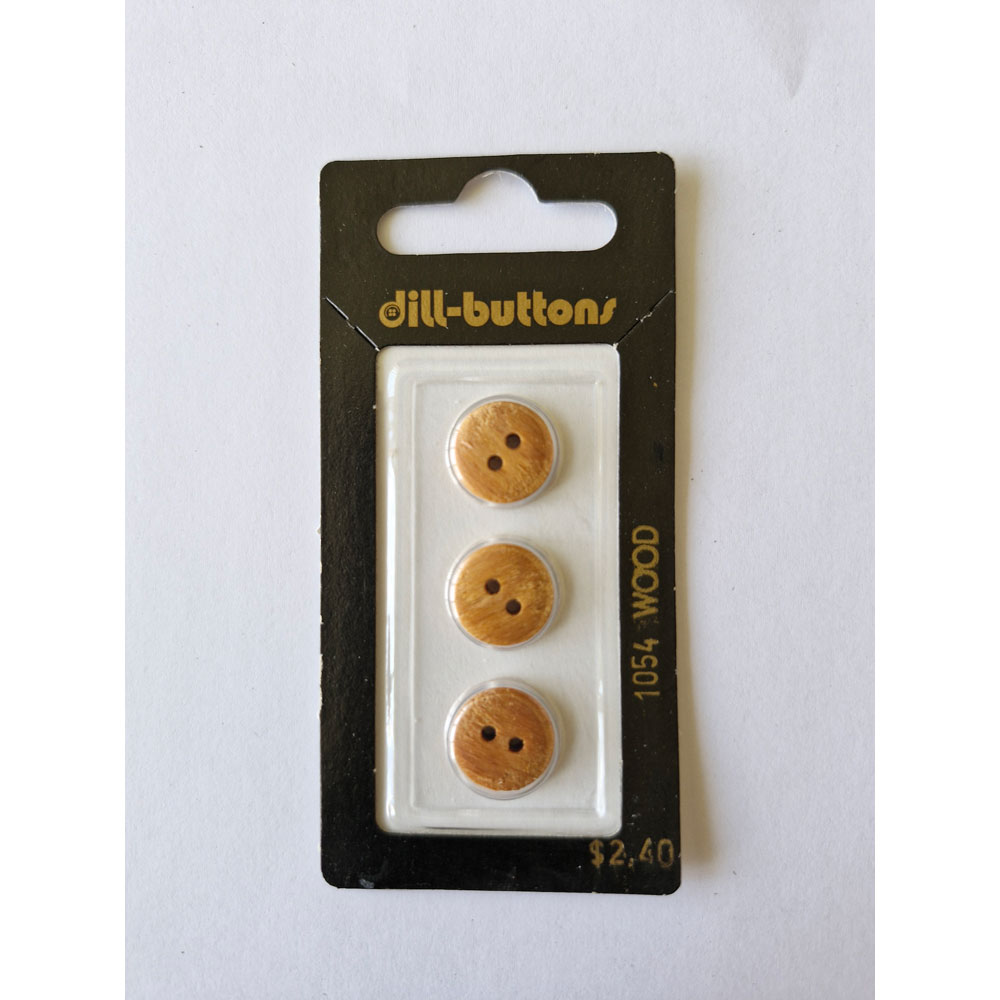 Button - 1054 - 23 mm - Light Brown - Wood - by Dill Buttons of America