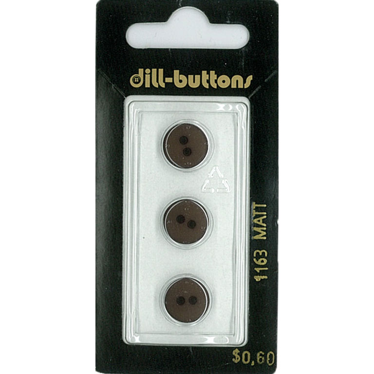 Button - 1163 - 11 mm - Dark Brown - Matt - by Dill Buttons of America