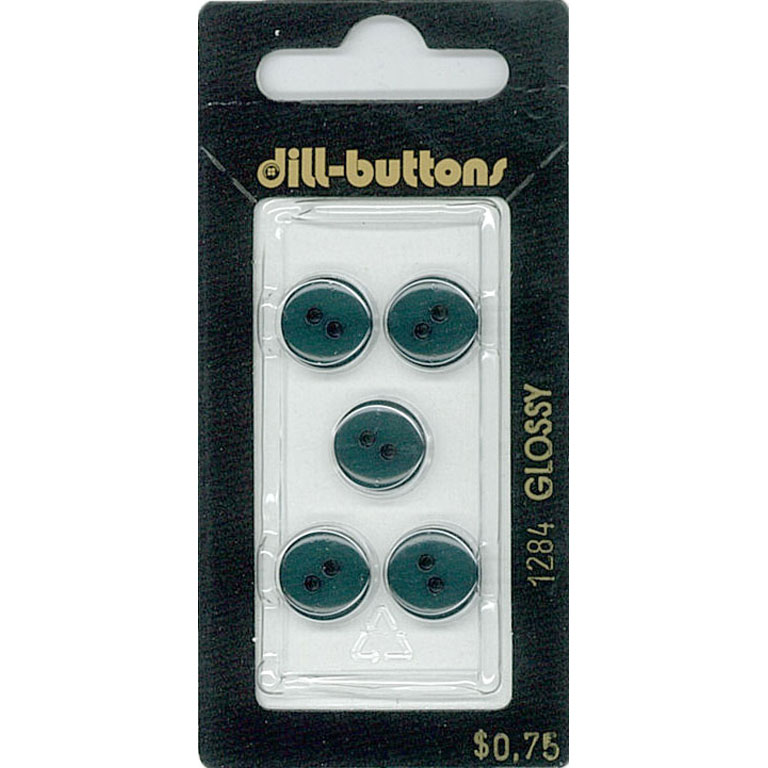 Button - 1284 - 11 mm - Dark Green - Glossy - by Dill Buttons of America