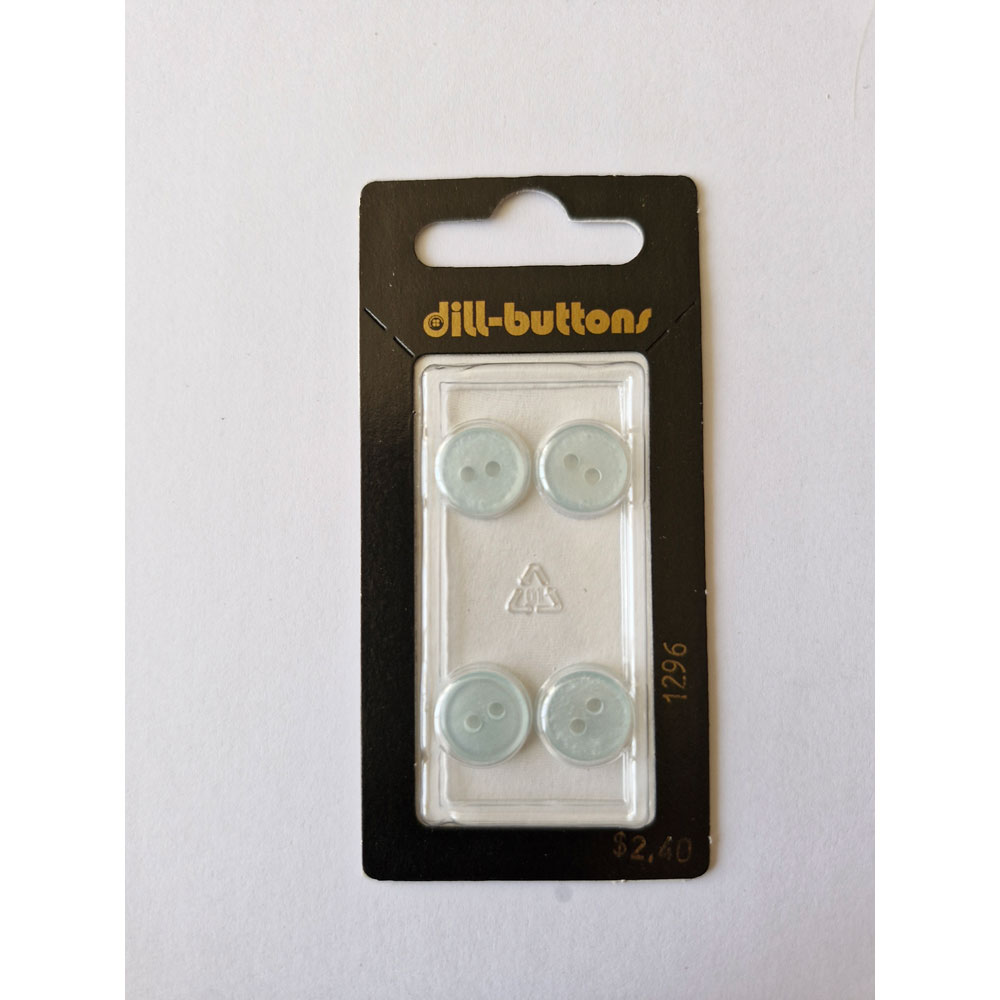Button - 1296 - 11 mm - Light Blue - Clear - by Dill Buttons of America