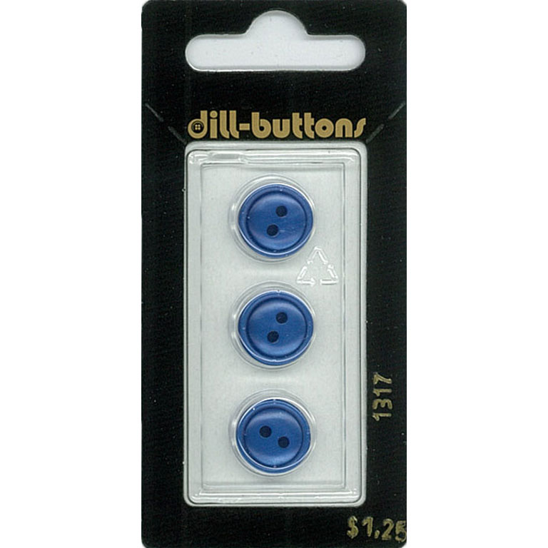 Button - 1317 - 13 mm - Blue - by Dill Buttons of America