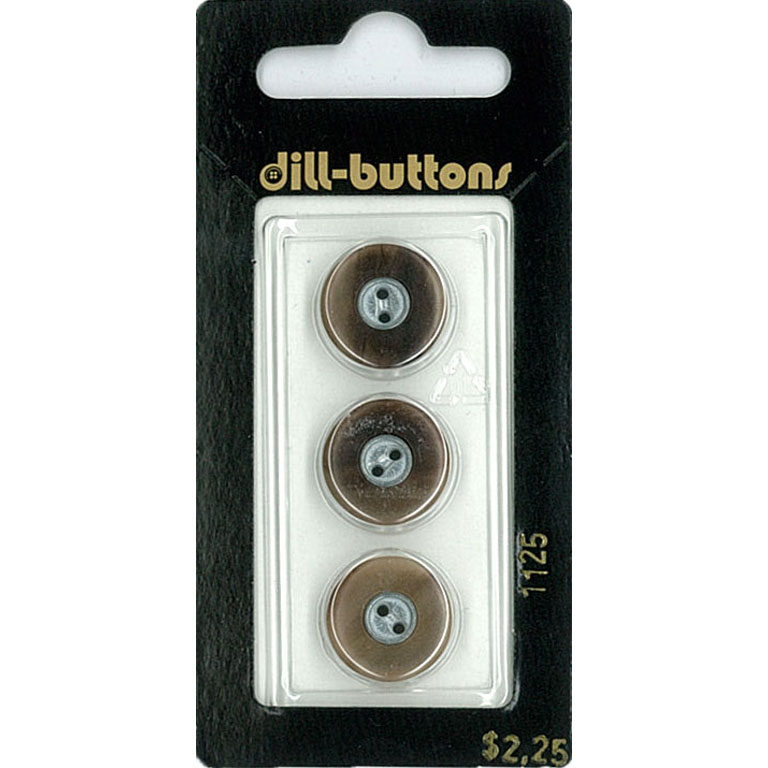 Button - 1125 - 15 mm - Brown with Silver - by Dill Buttons of America