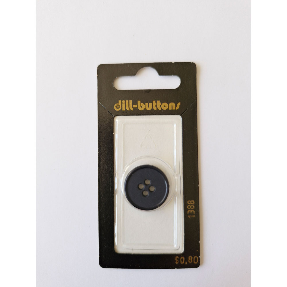 Button - 1388 - 20 mm - Bluish Black - by Dill Buttons of America