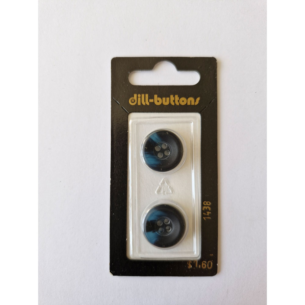 Button - 1438 - 18 mm - Bluish Black - by Dill Buttons of America