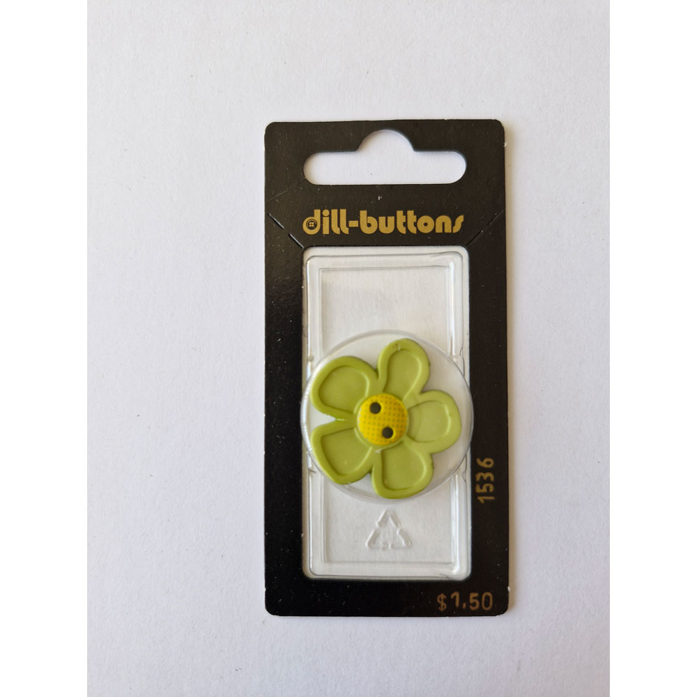 Button - 1536 - 28 mm - Green - Flower - by Dill Buttons of America