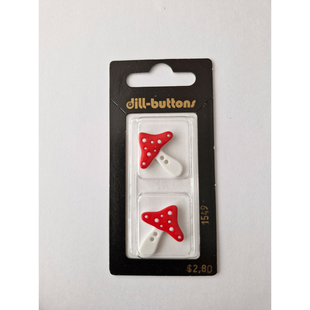 Button - 1549 - 25 mm - Red Mushroom - by Dill Buttons of America