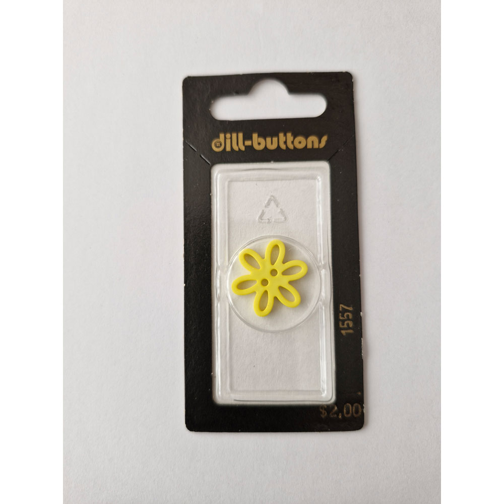 Button - 1557 - 20 mm - Flower - Yellow - by Dill Buttons of America