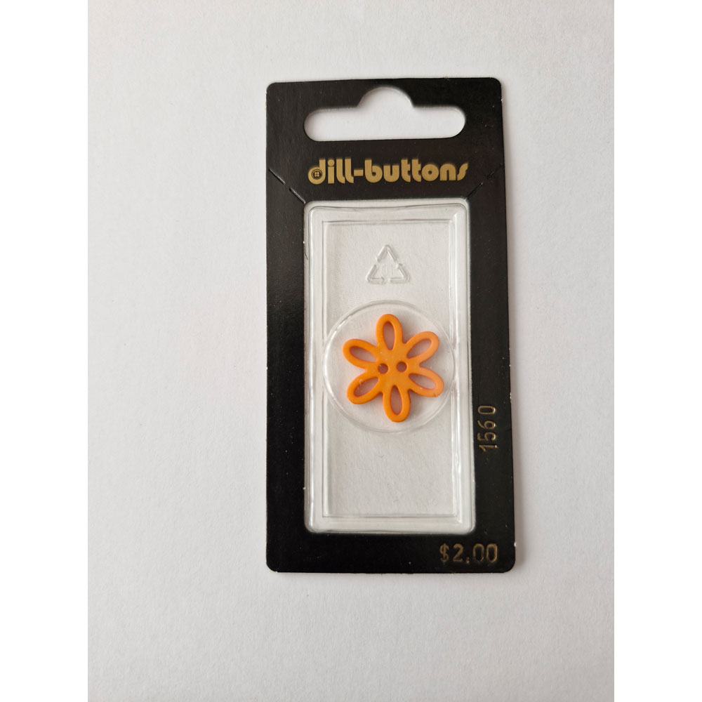Button - 1560 - 20 mm - Flower - Orange - by Dill Buttons of America