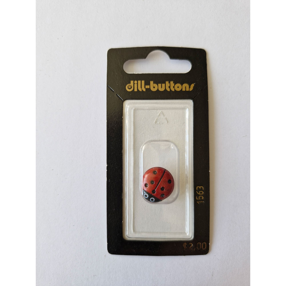 Button - 1563 - 15 mm - Lady Bug - by Dill Buttons of America