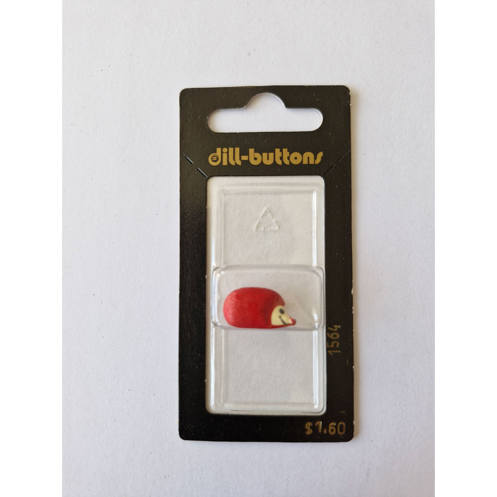 Button - 1564 - 18 mm - Hedgehog - Red and Yellow - by Dill Buttons of America
