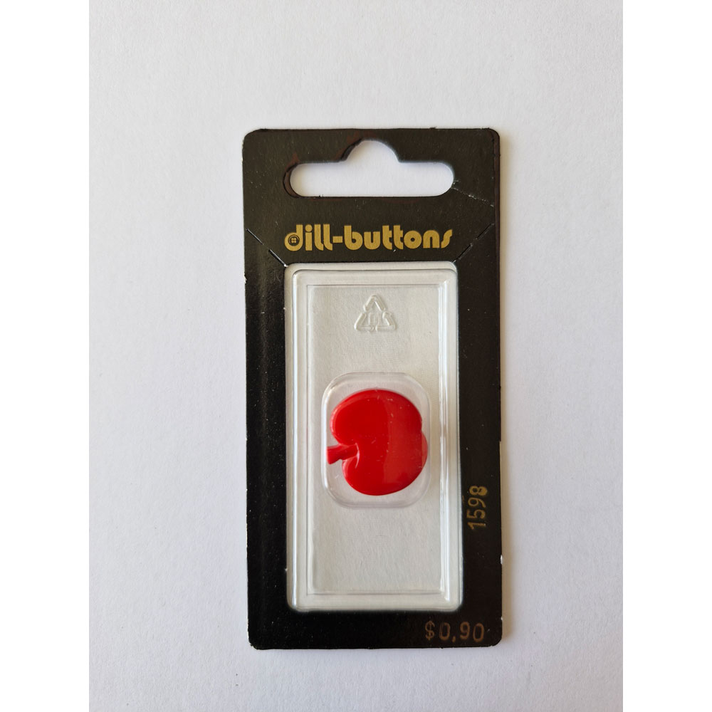Button - 1598 - 18 mm - Red Apple - Butterfly - by Dill Buttons of America