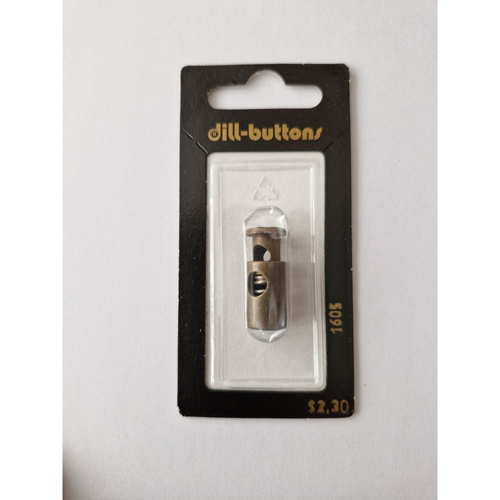 Button - 1605 - 23 mm - Antique Tin - Cord Stopper - by Dill Buttons of America