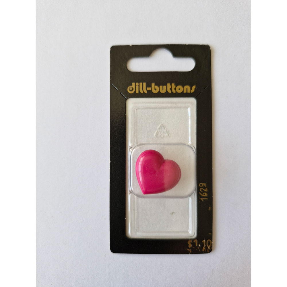 Button - 1629 - 20 mm - Pink - Hearts - by Dill Buttons of America