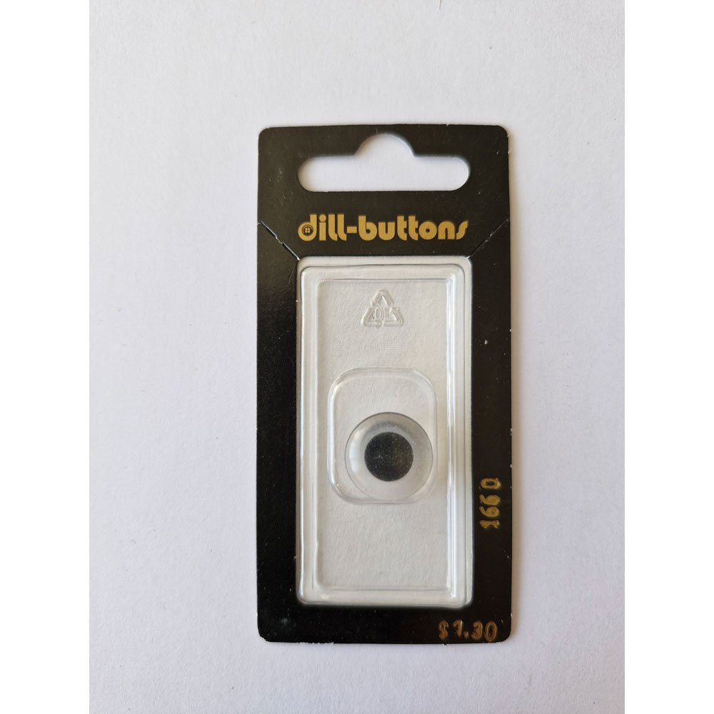 Button - 1660 - 15 mm - Clear top with black base - by Dill Buttons of America