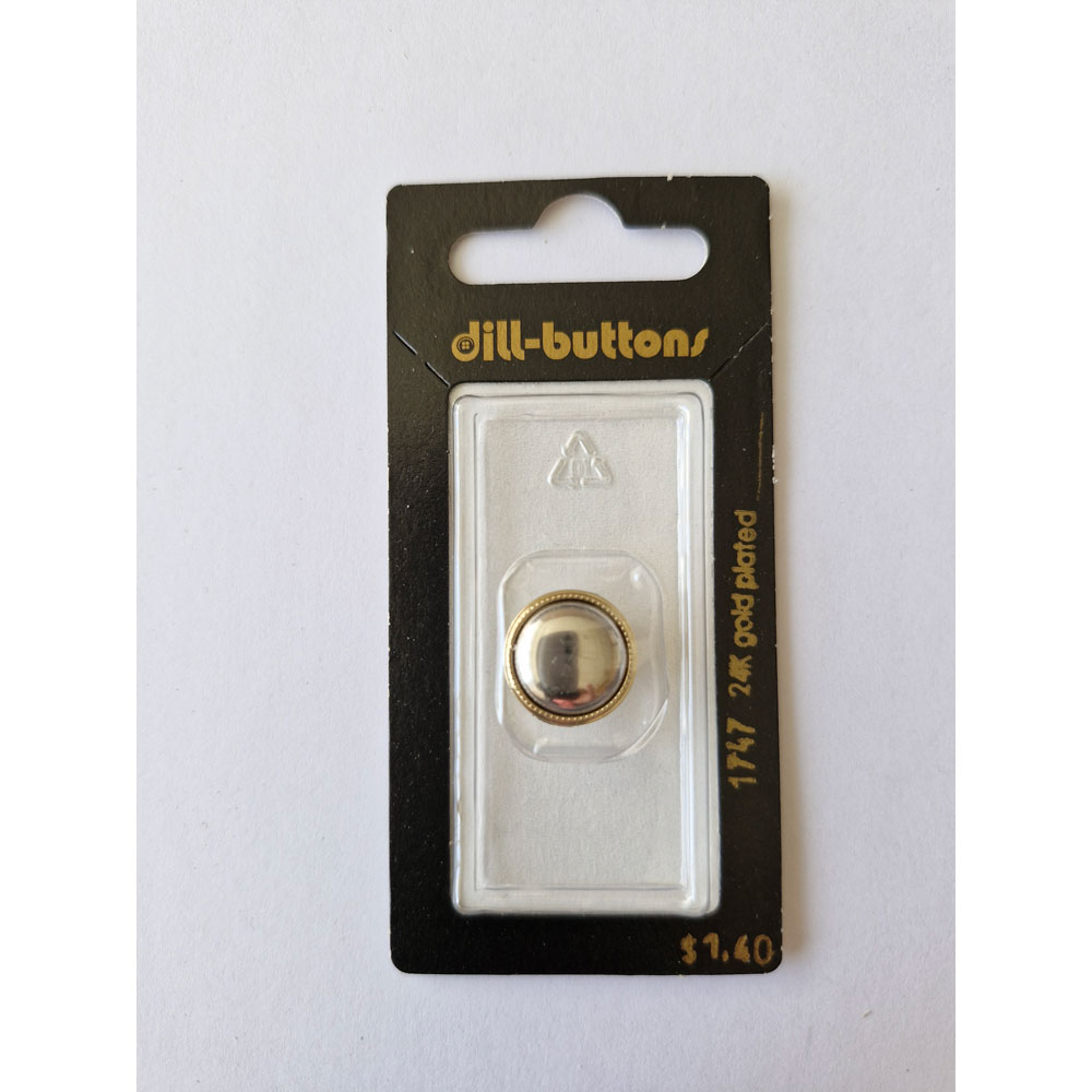 Button - 1747 - 15 mm - Gold and Silver - 24K gold plated - by Dill Buttons of America