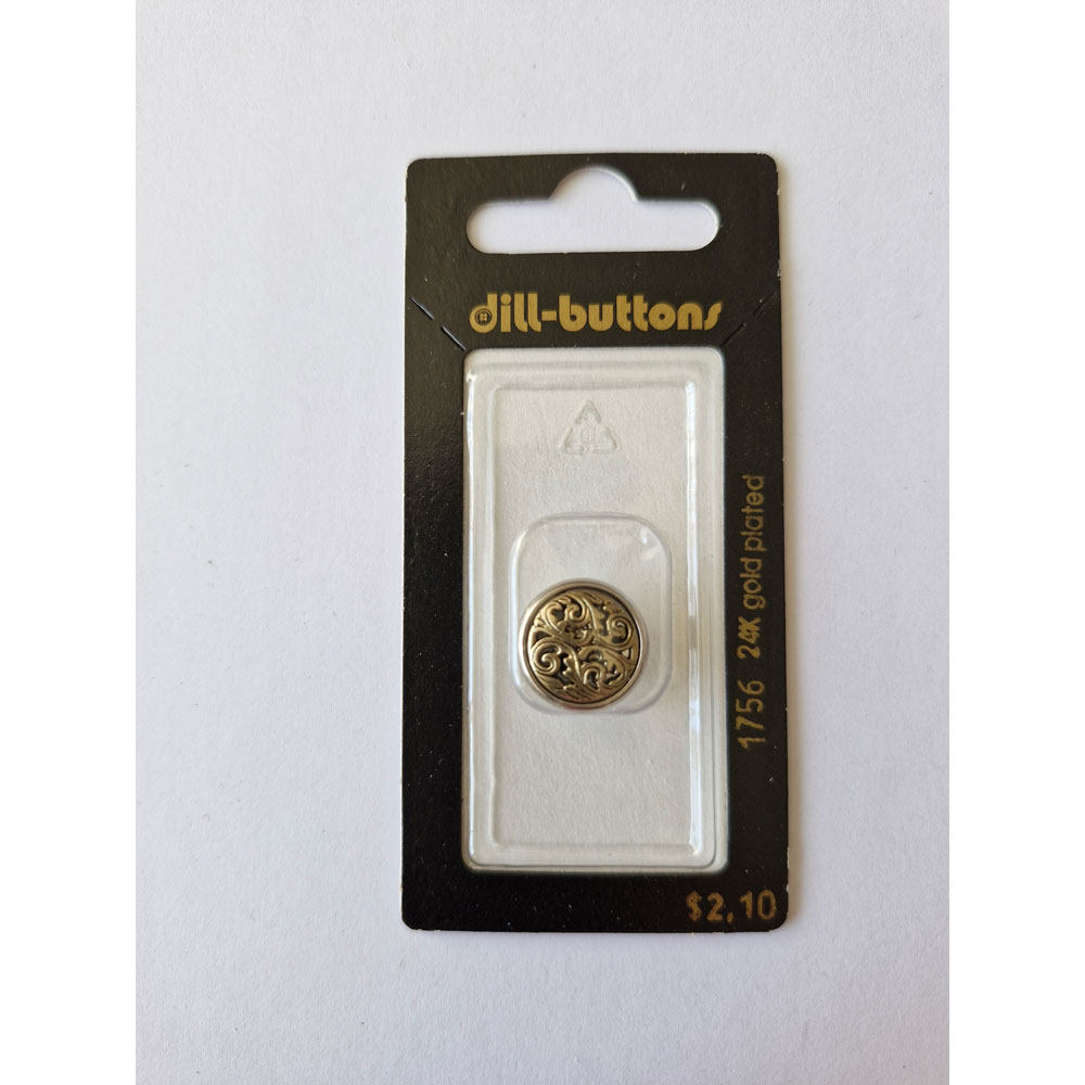 Button - 1756 - 15 mm - Gold and Silver - 24K gold plated - by Dill Buttons of America