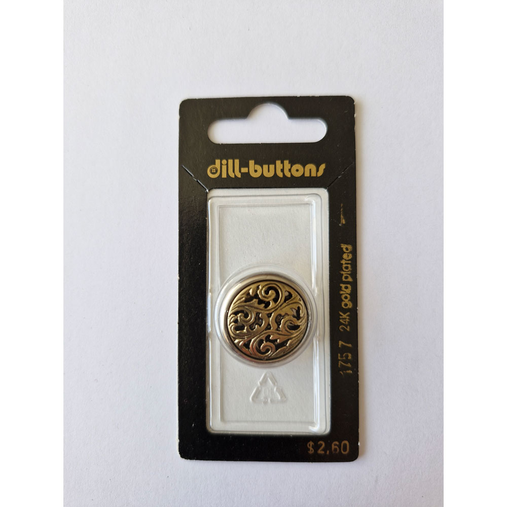 Button - 1757 - 23 mm - Gold and Silver - 24K gold plated - by Dill Buttons of America