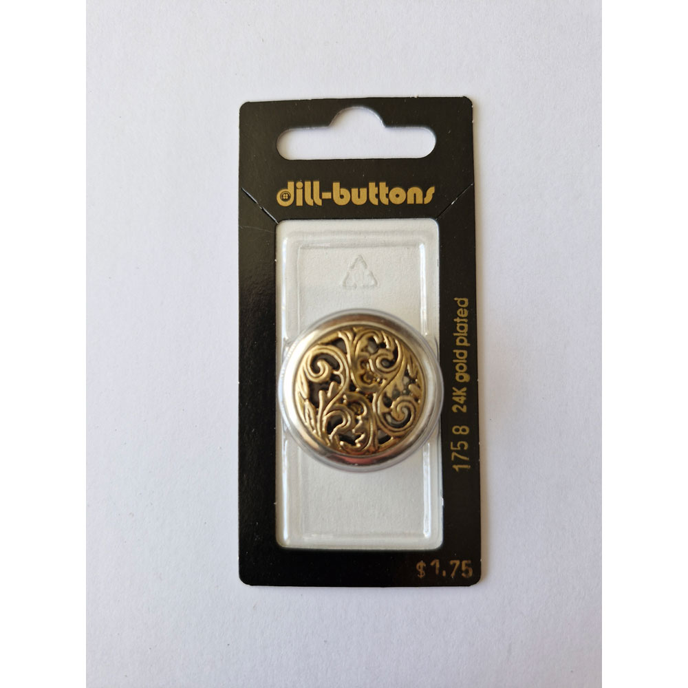 Button - 1758 - 28 mm - Gold and Silver - 24K gold plated - by Dill Buttons of America