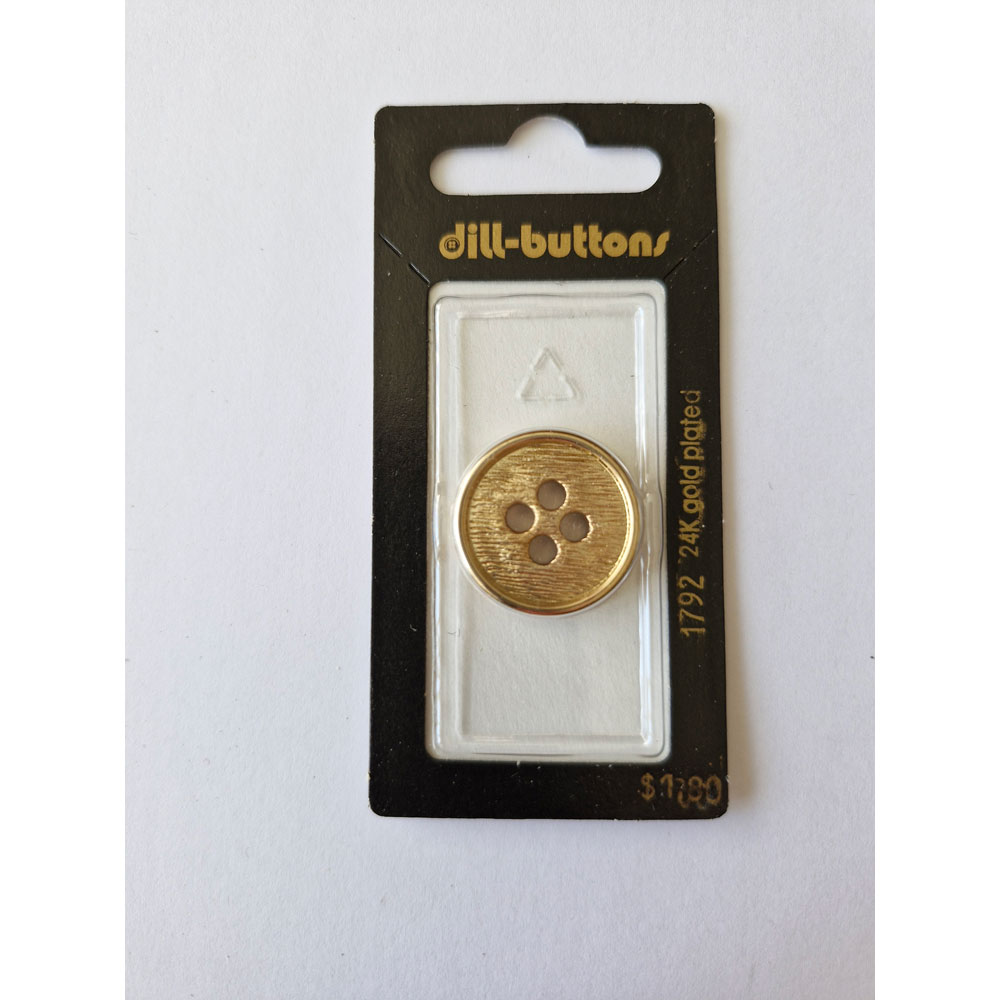 Button - 1792 - 23 mm - Gold - 24K gold plated - by Dill Buttons of America