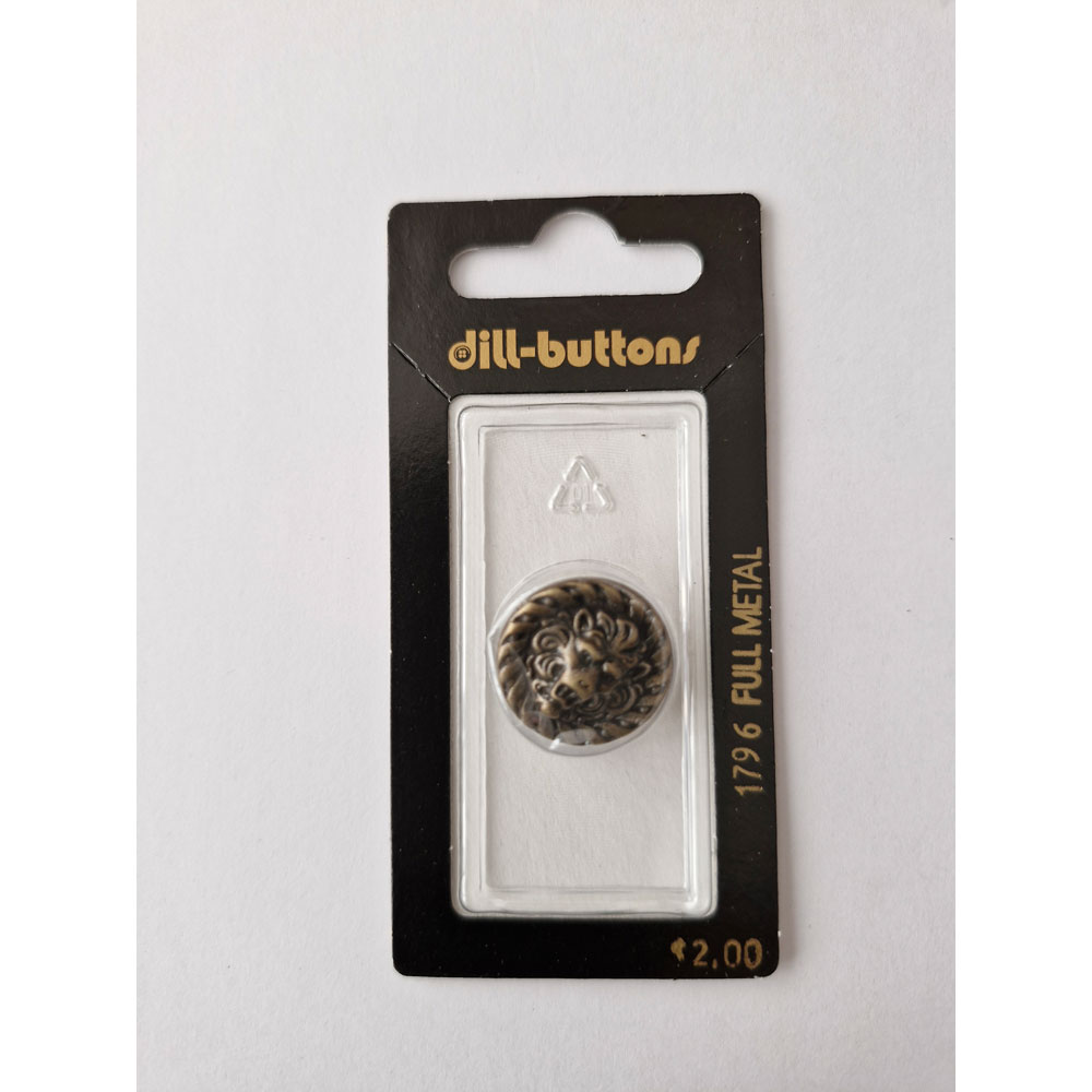Button - 1796 - 20 mm - Antique Brass - Lion's Head - by Dill Buttons of America