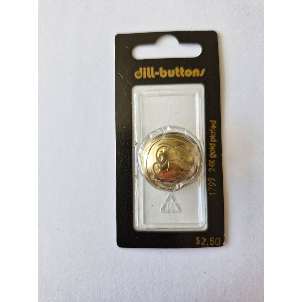 Button - 1799 - 25 mm - Gold - 24K gold plated - by Dill Buttons