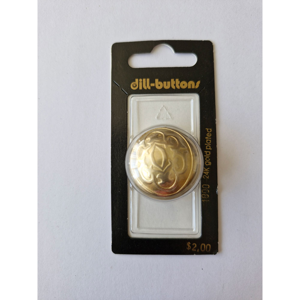 Button - 1800 - 30 mm - Gold - 24K gold plated - by Dill Buttons of America